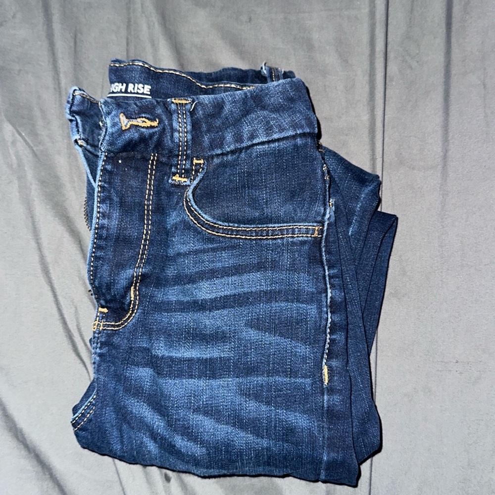 Dark wash jeans no holes hi rise skinny